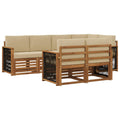 Ecksofa Set 6 pcs Natur Massives Akazienholz und Polyester