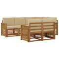 Ecksofa Set 6 pcs Natur Massives Akazienholz und Polyester