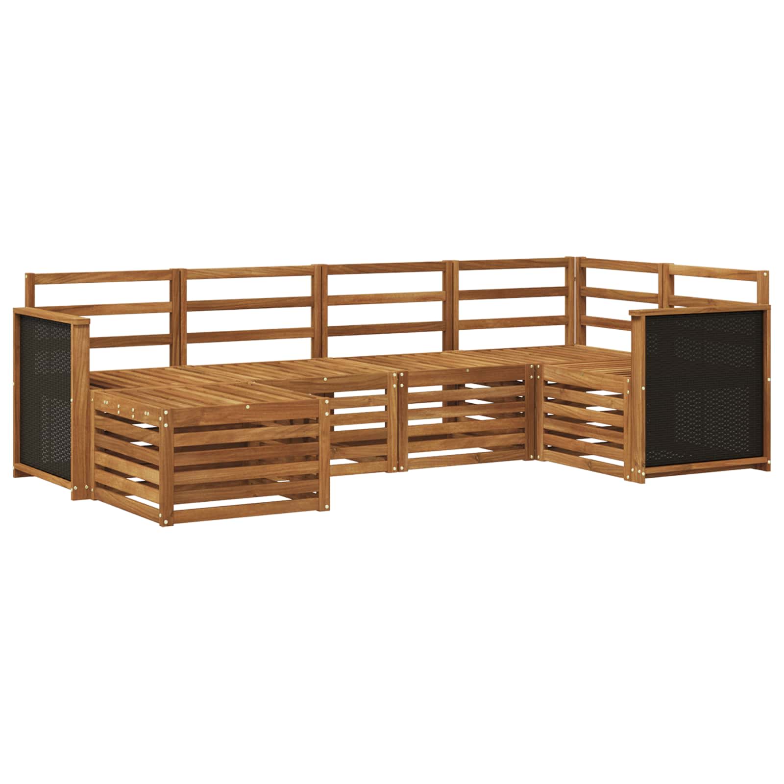 Ecksofa Set 5 pcs Natur Massivholz Akazie