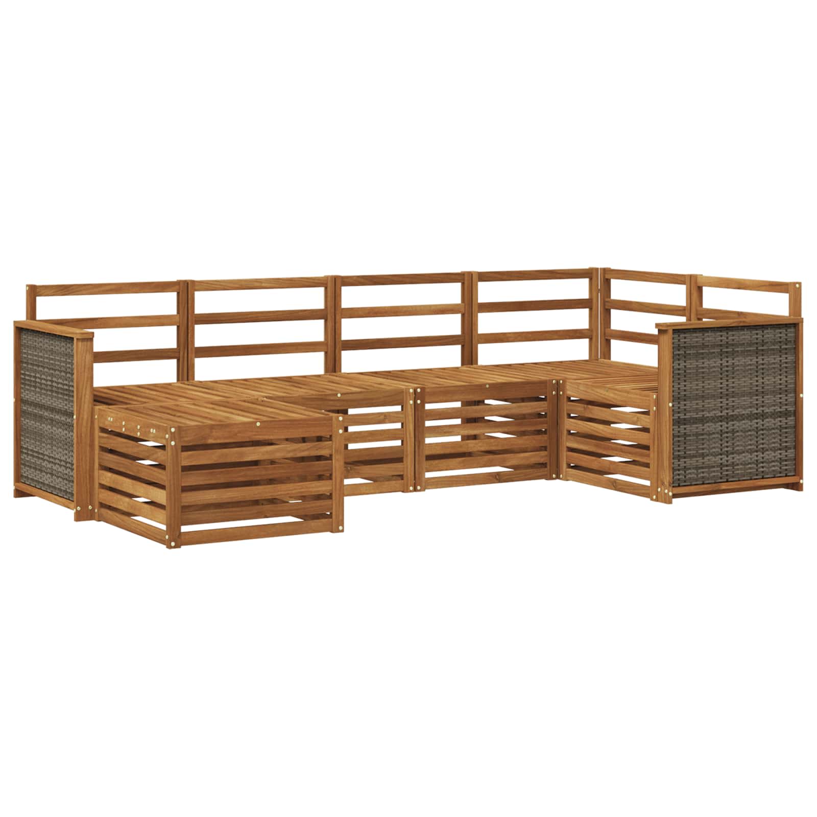 Ecksofa Set 5 pcs Natur Massivholz Akazie