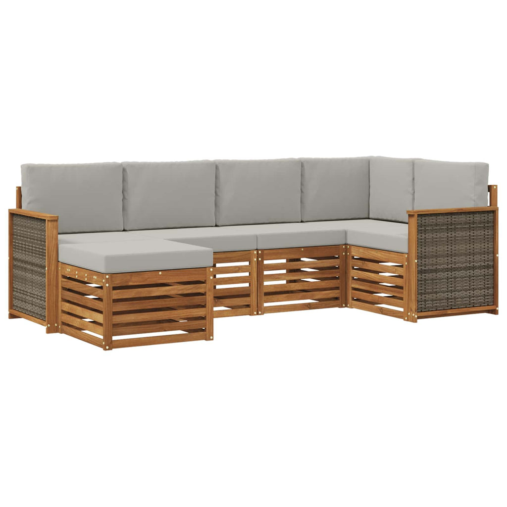 Ecksofa Set mit Kissen 5 pcs Natürlich und Hellgrau