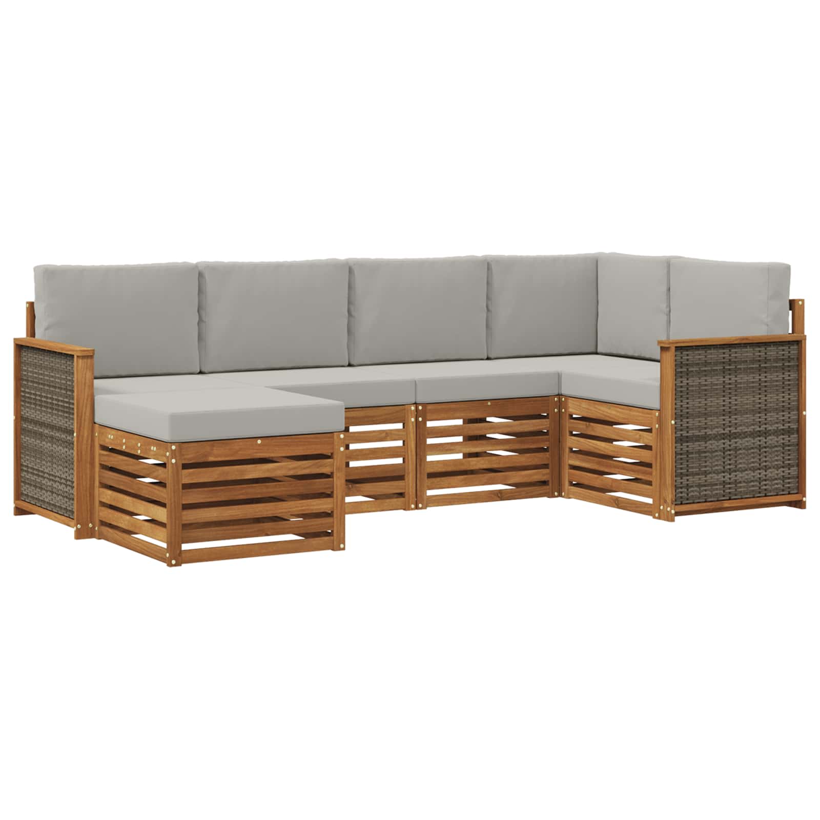 Ecksofa Set mit Kissen 5 pcs Natürlich und Hellgrau