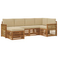 Ecksofa Set 5 pcs Natur Massives Akazienholz und Polyester