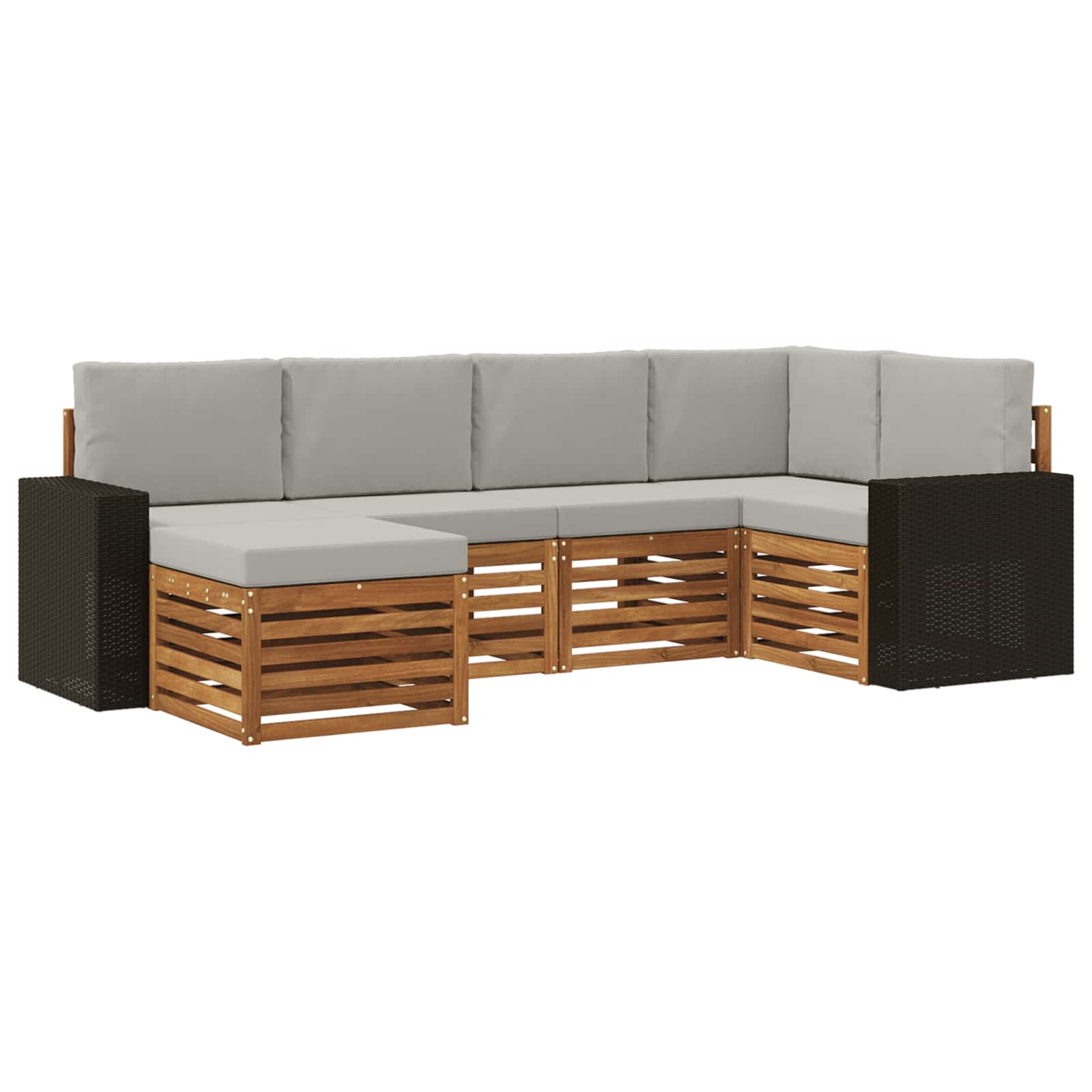 Ecksofa Set mit Kissen 6 pcs Natürlich und Hellgrau