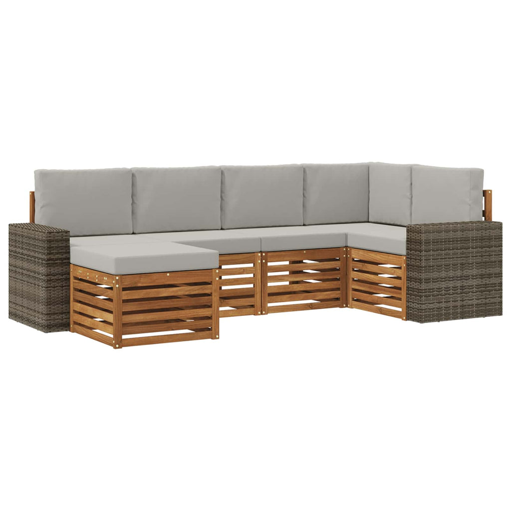 Ecksofa Set mit Kissen 6 pcs Natürlich und Hellgrau