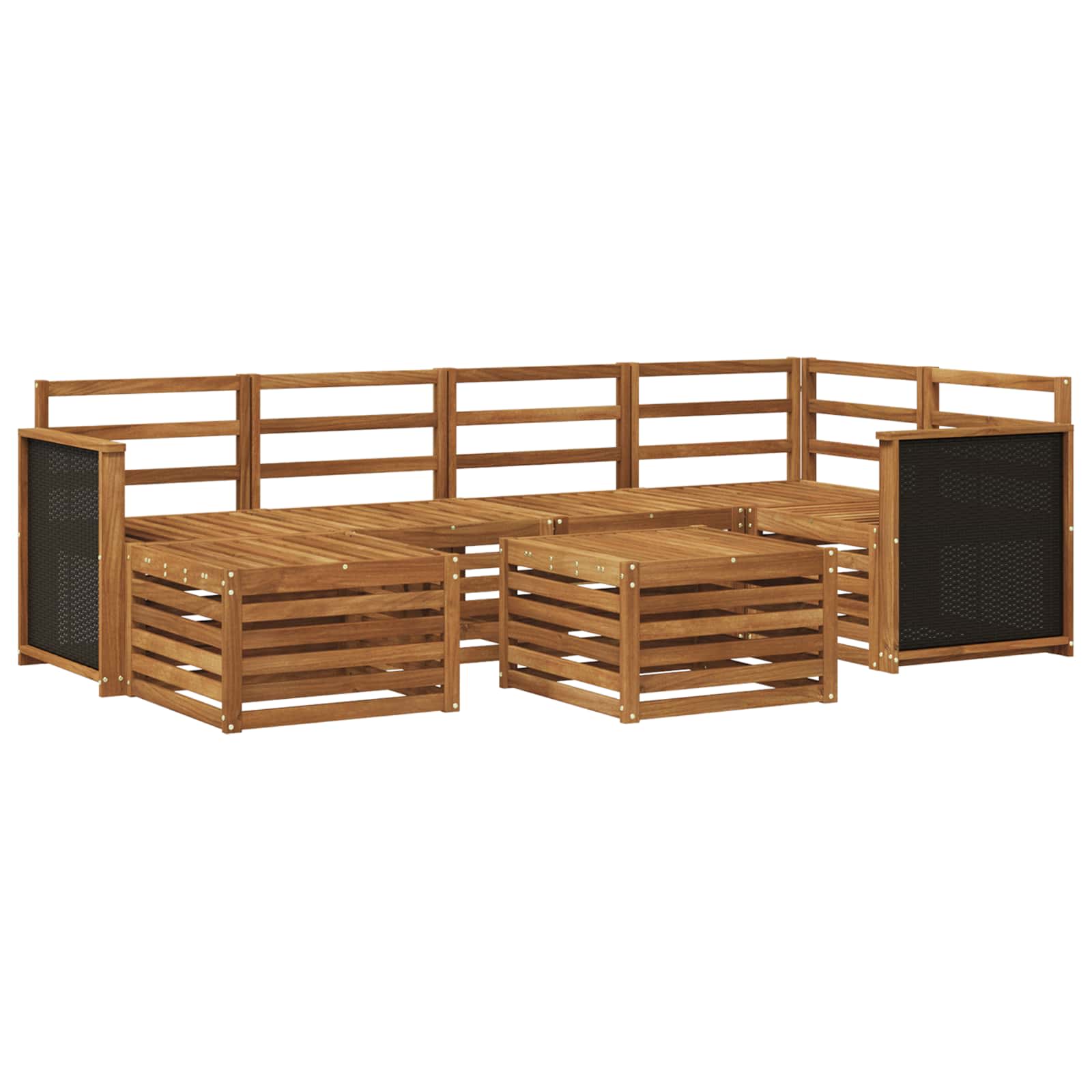 Ecksofa Set 6 pcs Natur Massivholz Akazie