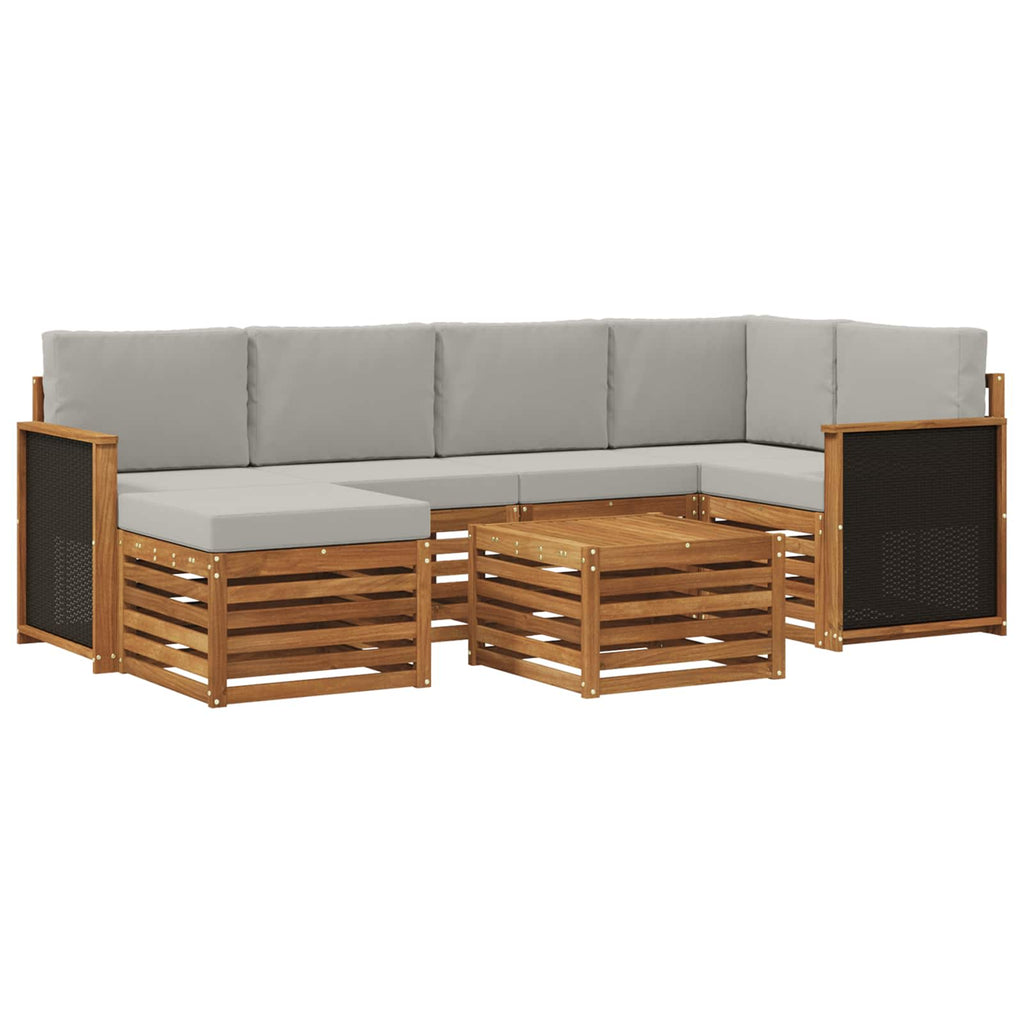 Ecksofa Set mit Kissen 6 pcs Natürlich und Hellgrau