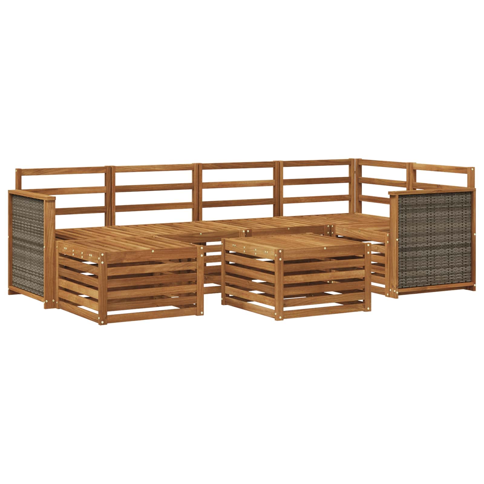 Ecksofa Set 6 pcs Natur Massivholz Akazie