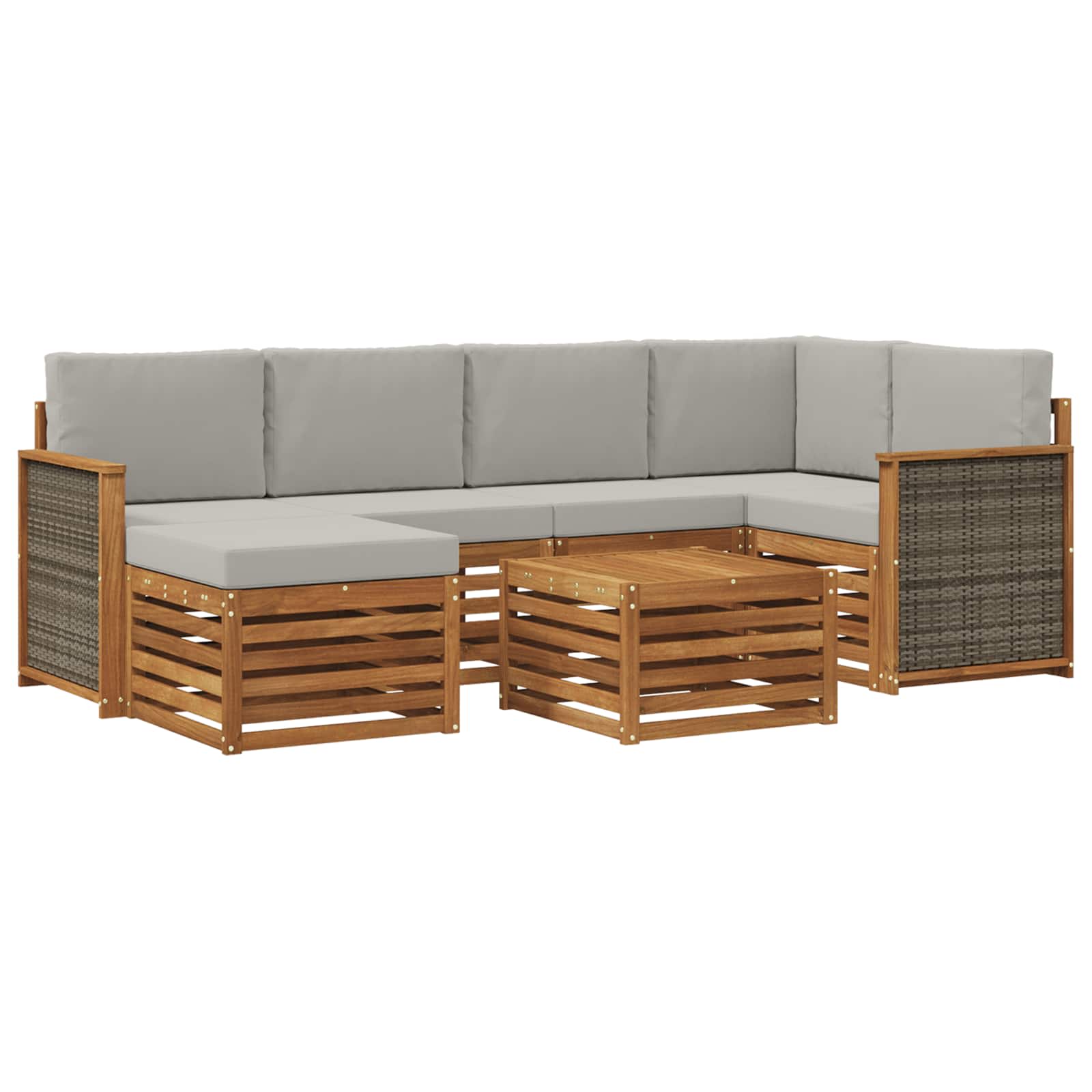 Ecksofa Set mit Kissen 6 pcs Natürlich und Hellgrau