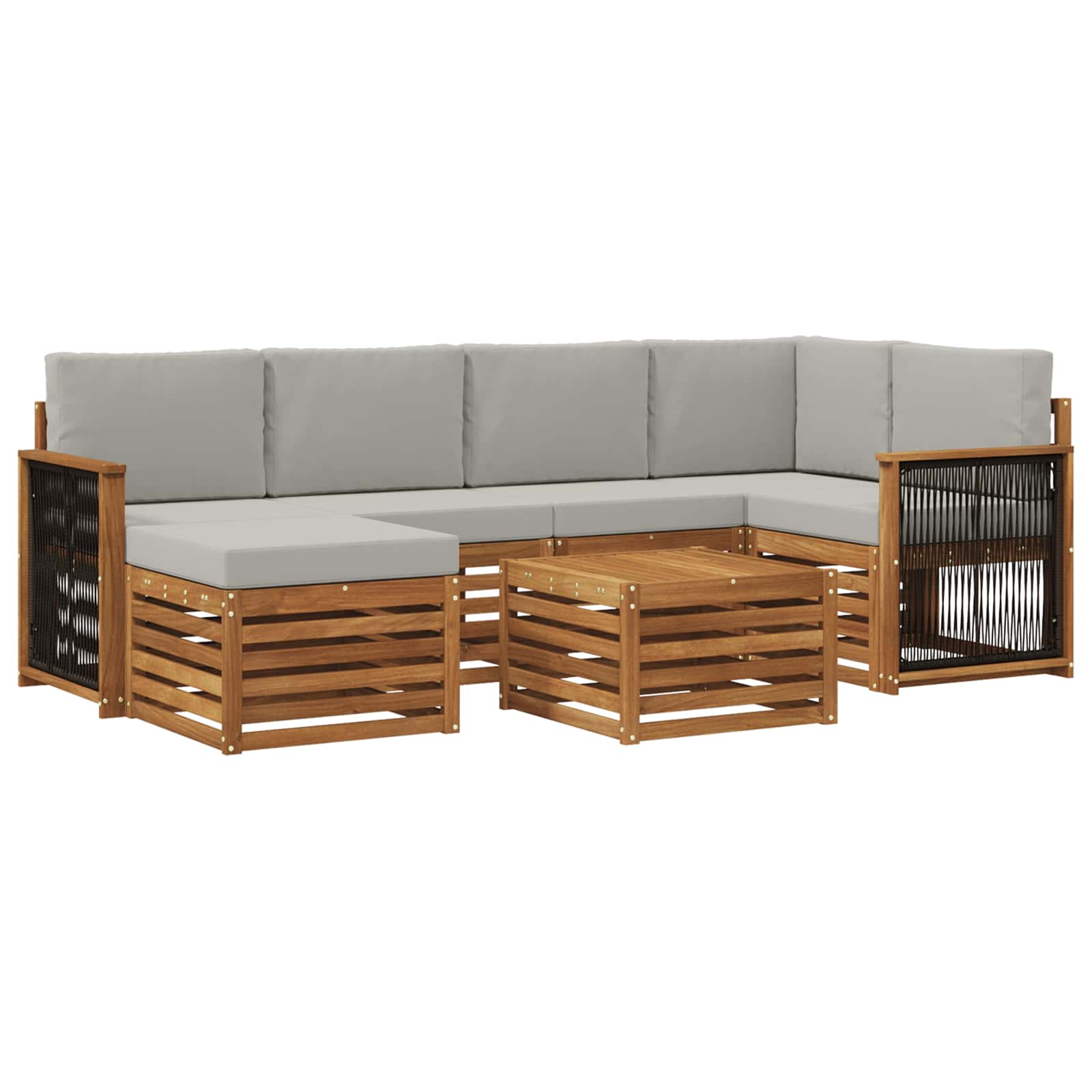 Ecksofa Set mit Kissen 6 pcs Natürlich und Hellgrau