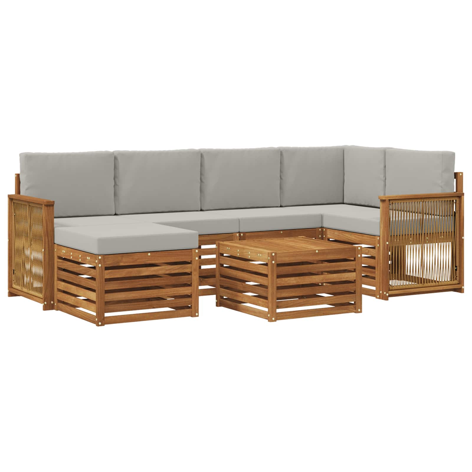 Ecksofa Set mit Kissen 6 pcs Natürlich und Hellgrau