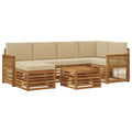 Ecksofa Set 6 pcs Natur Massives Akazienholz und Polyester