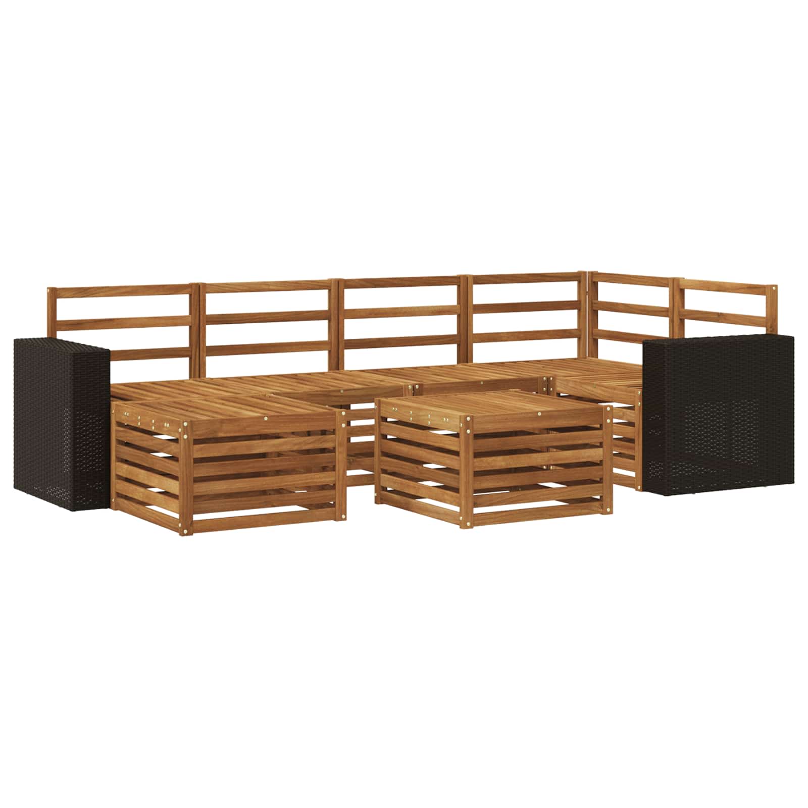 Ecksofa Set 7 pcs Natur Massivholz Akazie