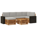 Ecksofa Set 7 pcs Natürlich und Hellgrau Massivholz Akazie
