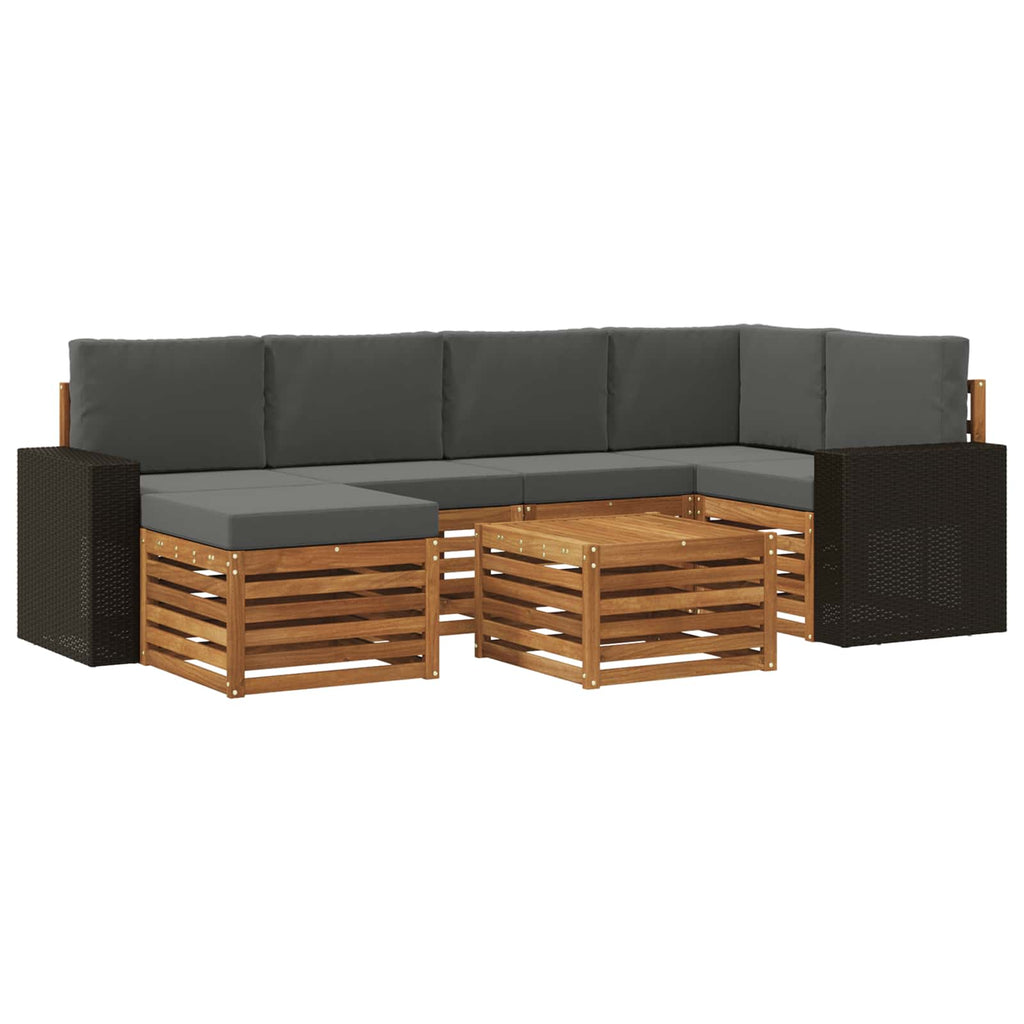 Ecksofa Set 7 pcs Natur und Anthrazit Massivholz Akazie