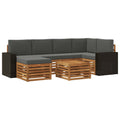Ecksofa Set 7 pcs Natur und Anthrazit Massivholz Akazie