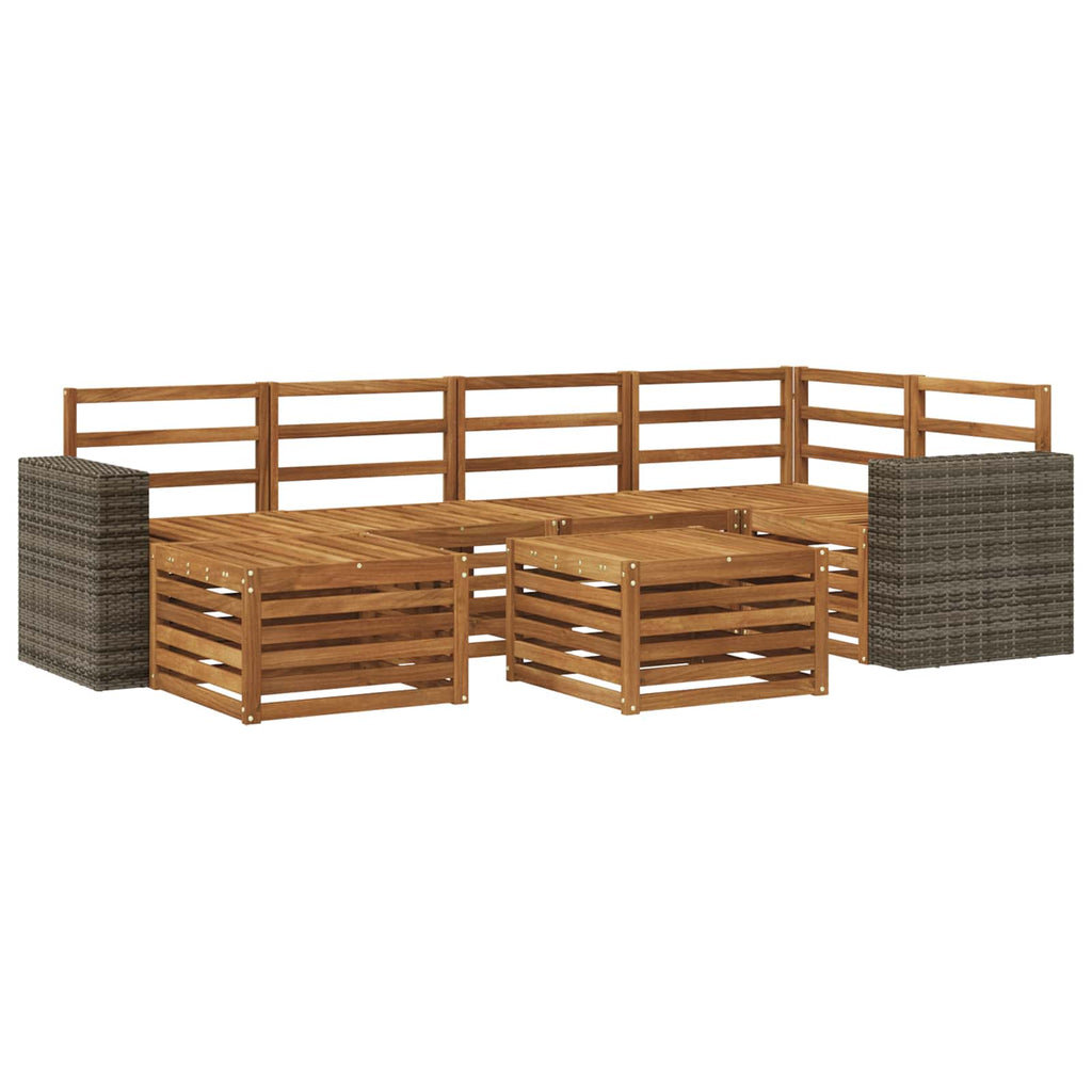 Ecksofa Set 6 pcs Natur Massivholz Akazie