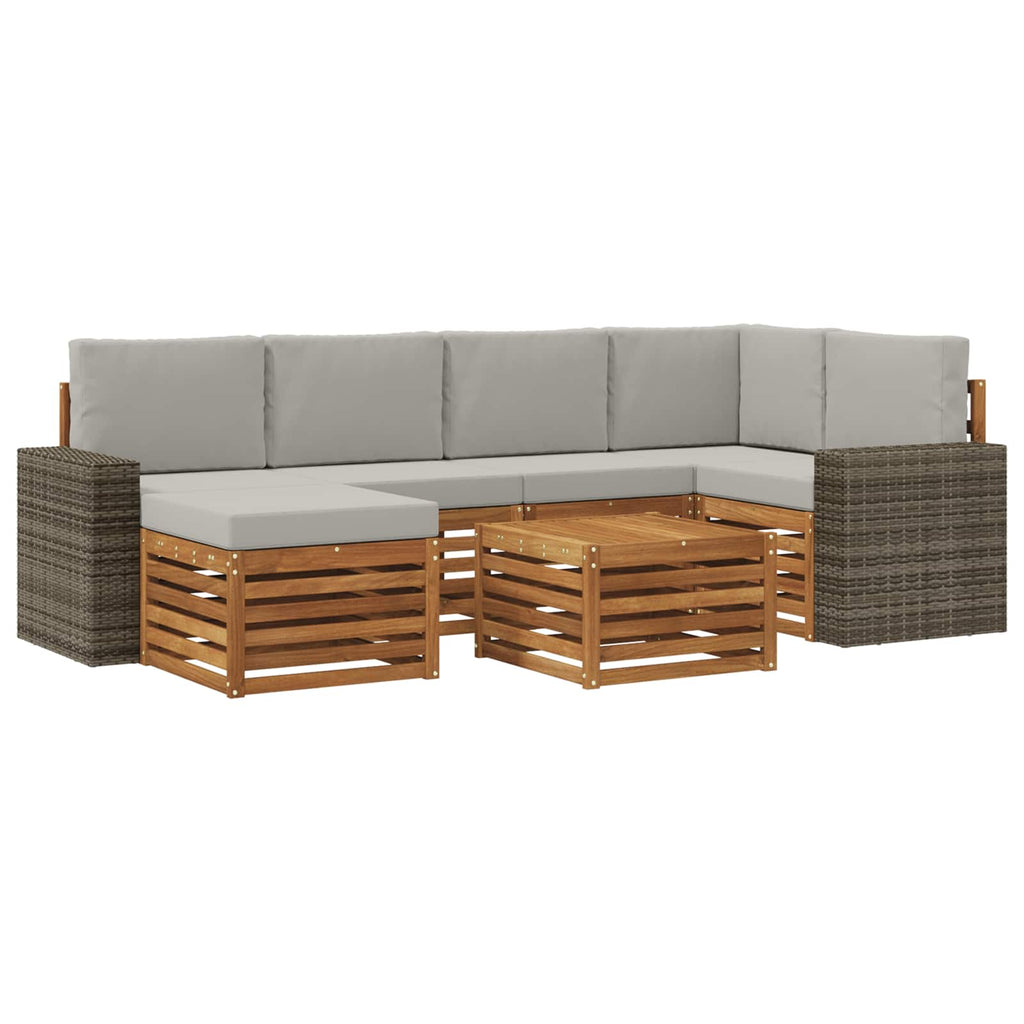 Ecksofa Set mit Kissen 7 pcs Natürlich und Hellgrau