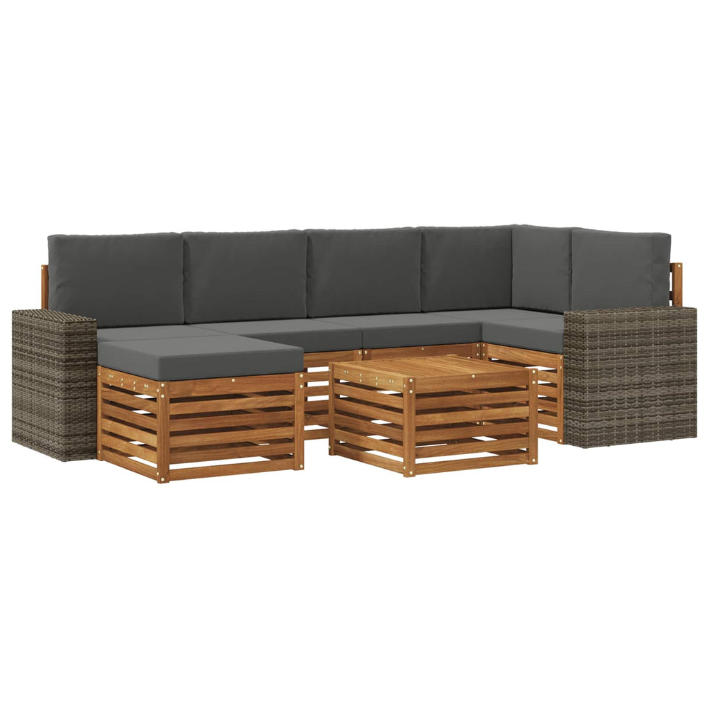Ecksofa Set 7 pcs Natur und Anthrazit Massivholz Akazie