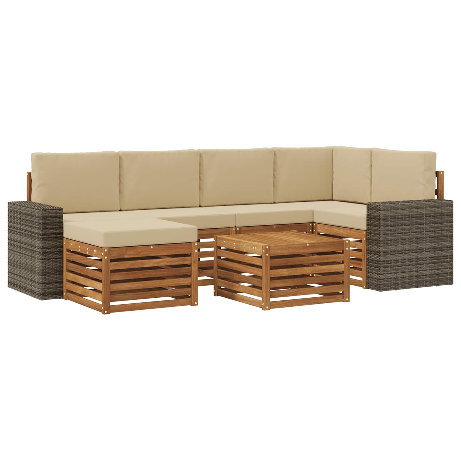 Ecksofa Set mit Kissen 7 pcs Natur und Beige