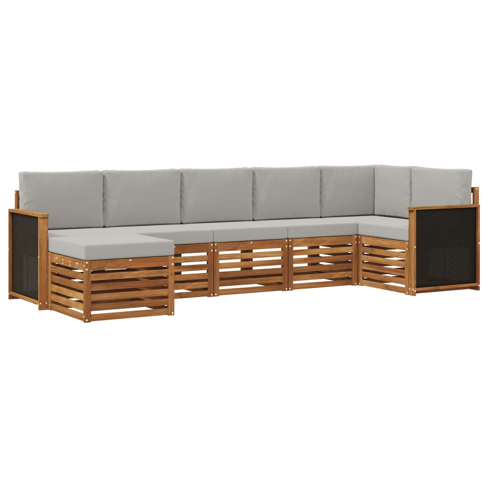 Ecksofa Set mit Kissen 6 pcs Natürlich und Hellgrau