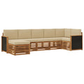 Ecksofa Set 6 pcs Natur Massives Akazienholz und Polyester