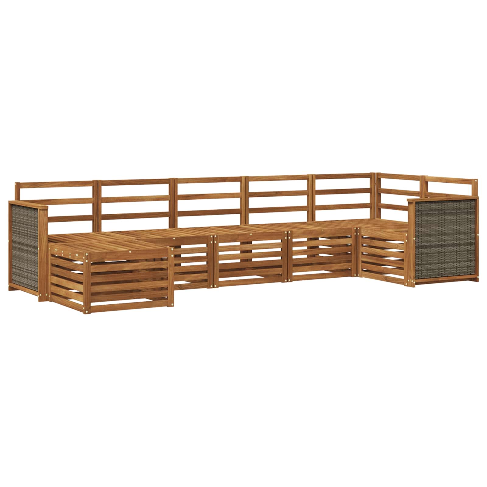 Ecksofa Set 6 pcs Natur Massivholz Akazie