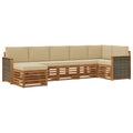 Ecksofa Set 6 pcs Natur Massives Akazienholz und Polyester