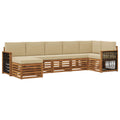 Ecksofa Set 6 pcs Natur Massives Akazienholz und Polyester
