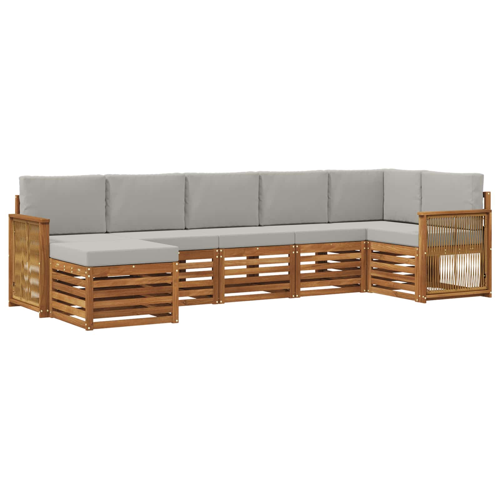 Ecksofa Set mit Kissen 6 pcs Natürlich und Hellgrau