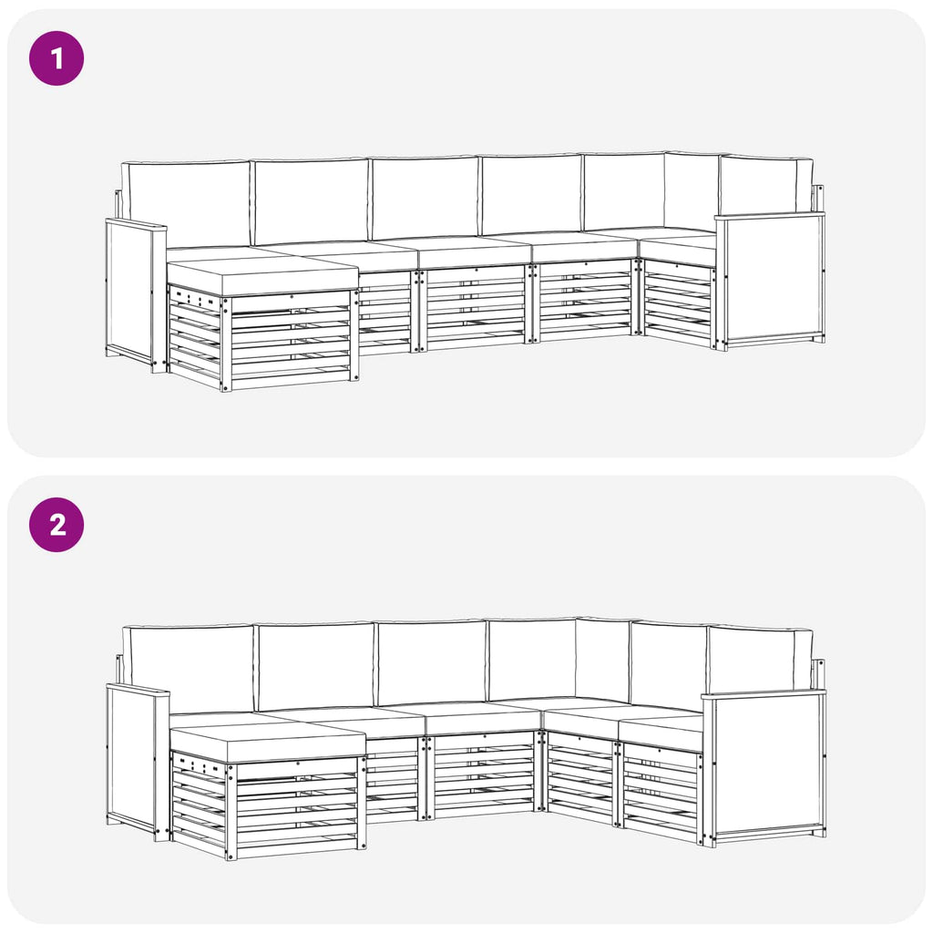 Ecksofa Set mit Kissen 6 pcs Natur und Anthrazit