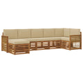 Ecksofa Set 6 pcs Natur Massives Akazienholz und Polyester