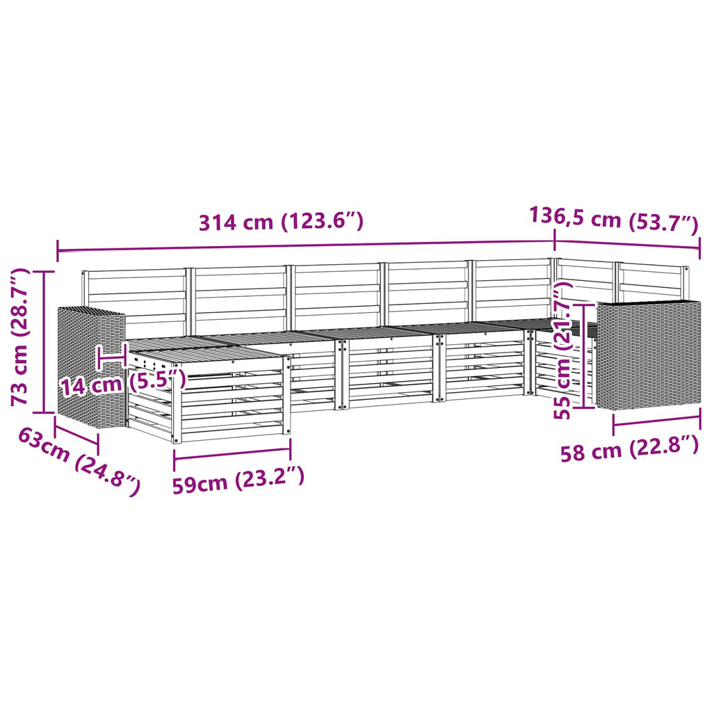Ecksofa Set 7 pcs Natur