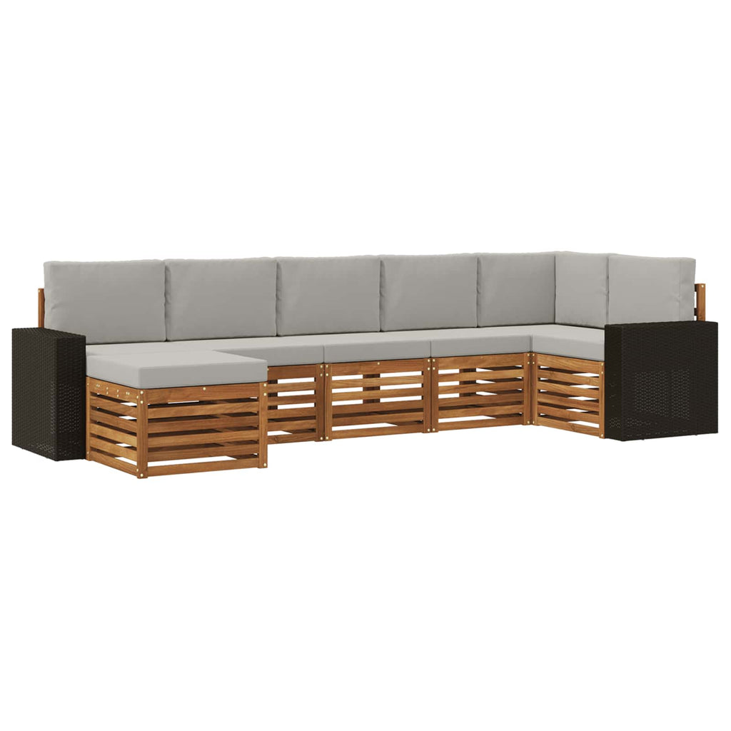 Ecksofa Set mit Kissen 7 pcs Natürlich und Hellgrau