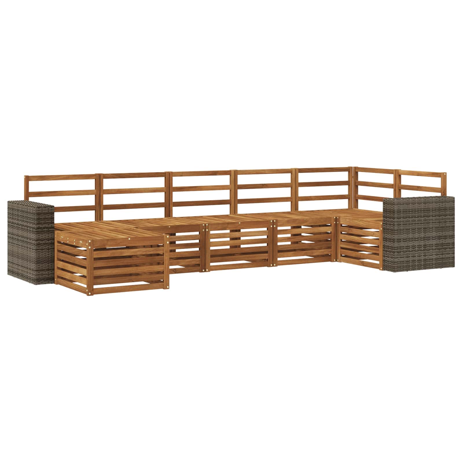 Ecksofa Set 7 pcs Natur Massivholz Akazie