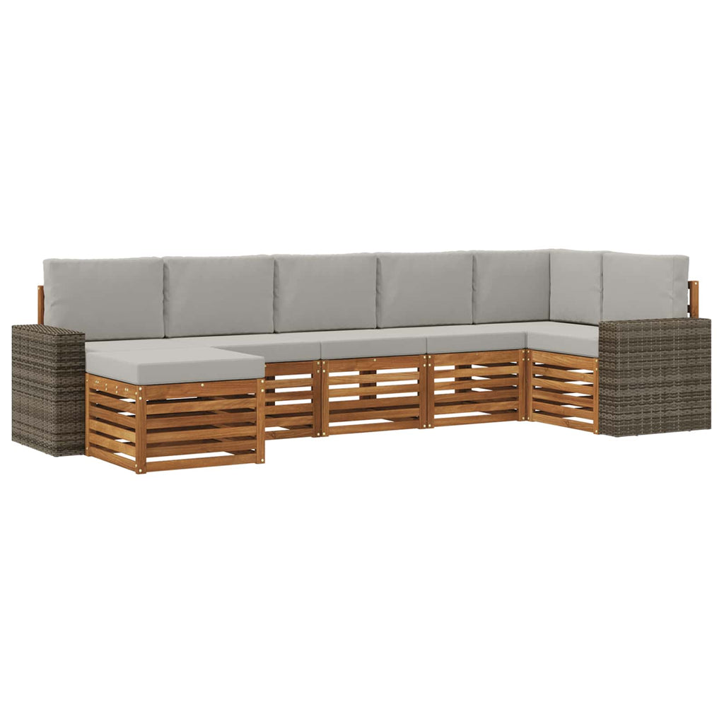 Ecksofa Set mit Kissen 7 pcs Natürlich und Hellgrau