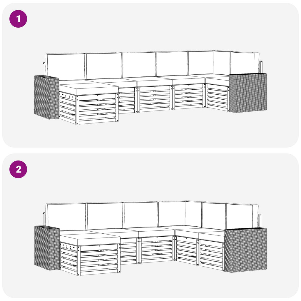 Ecksofa Set mit Kissen 7 pcs Natürlich und Hellgrau