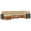 Ecksofa Set mit Kissen 7 pcs Natur und Beige Massivholz Akazie