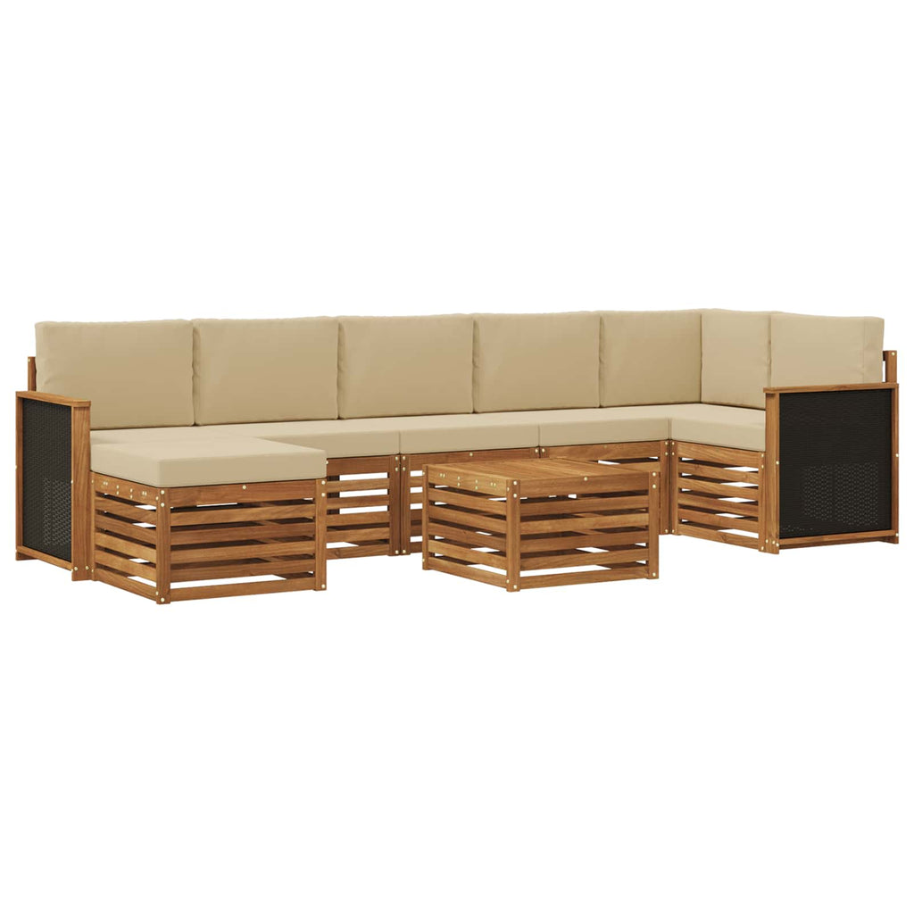 Outdoor-Sofagarnitur mit Kissen 7 pcs Natur