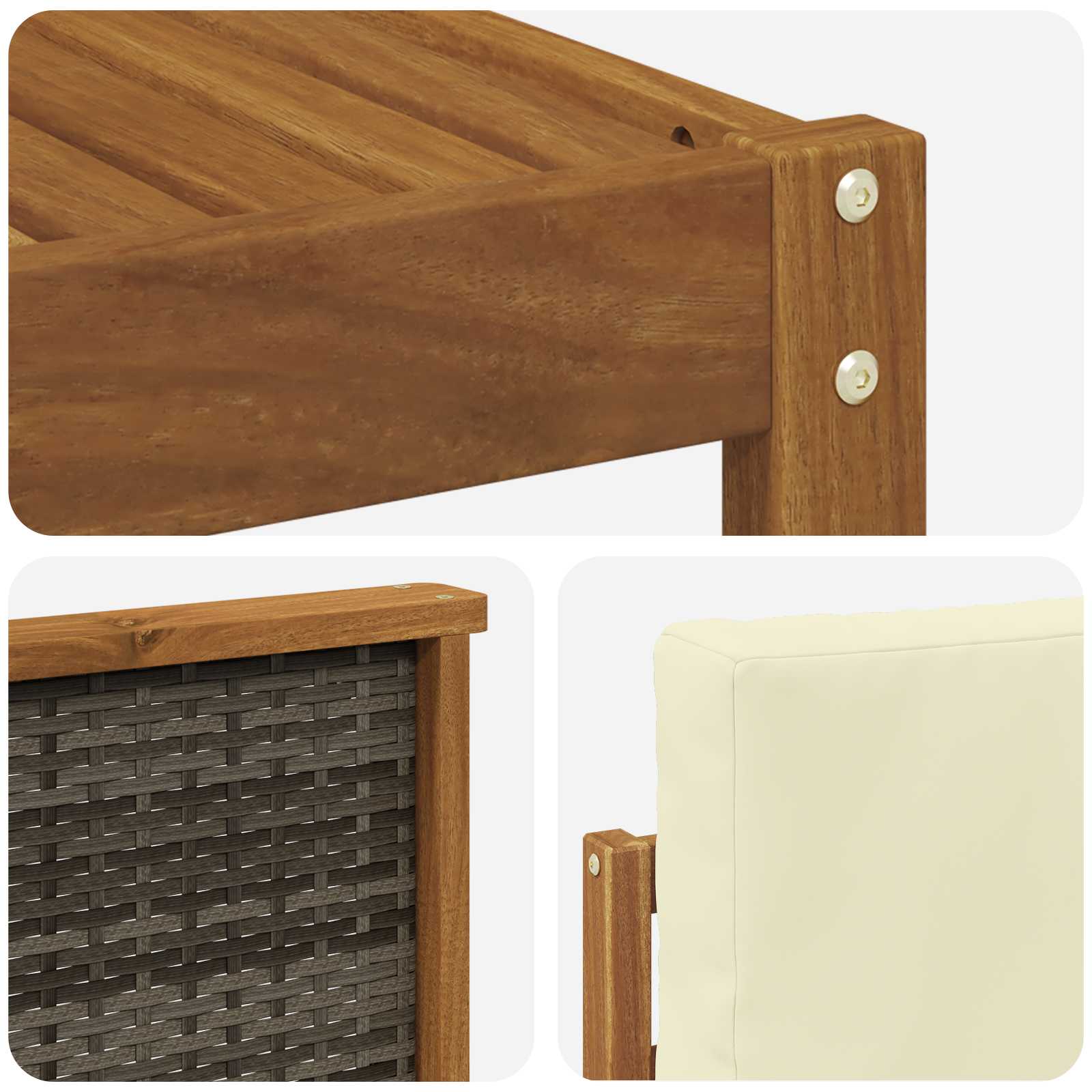Outdoor-Sofagarnitur mit Kissen 7 pcs Natur und Creme