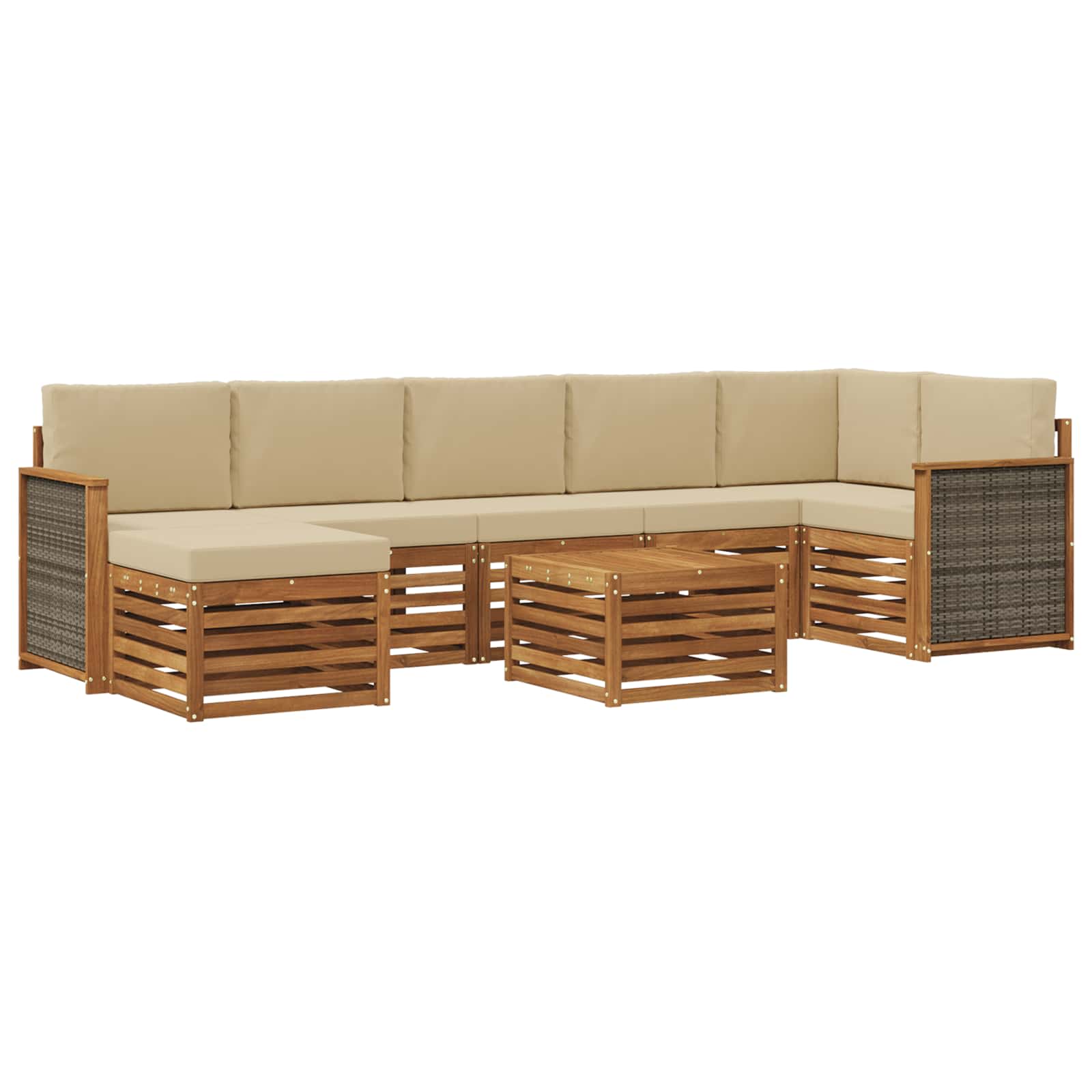 Outdoor-Sofagarnitur mit Kissen 7 pcs Natur