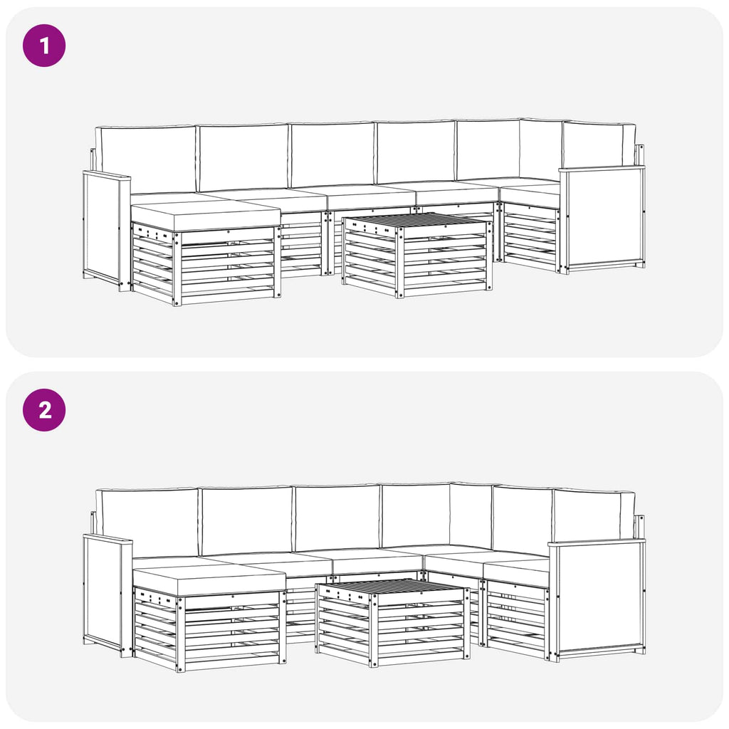 Outdoor-Sofagarnitur mit Kissen 7 pcs Natur