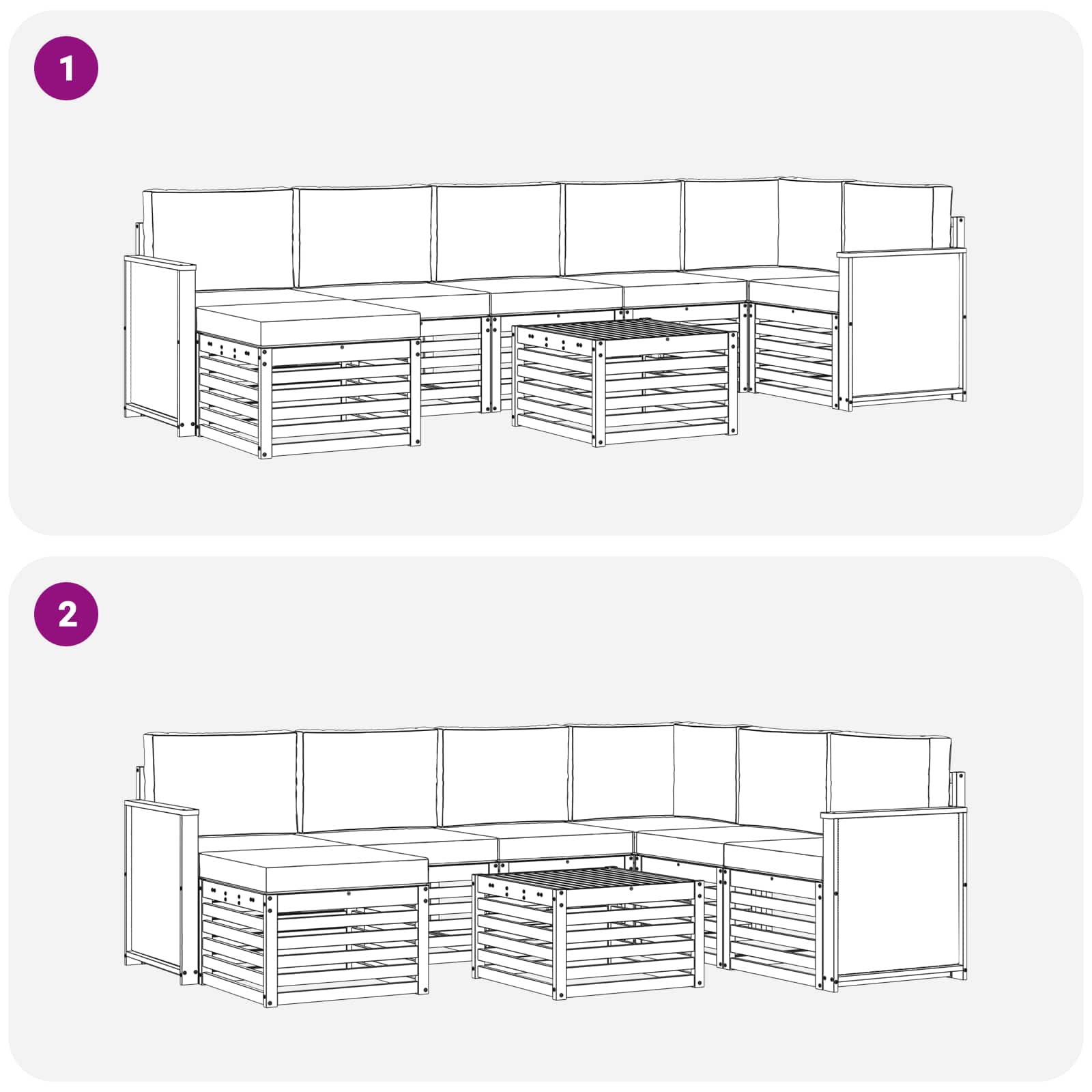 Outdoor-Sofagarnitur mit Kissen 7 pcs Natur