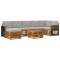 Outdoor-Sofagarnitur mit Kissen 7 pcs Natürlich und Hellgrau