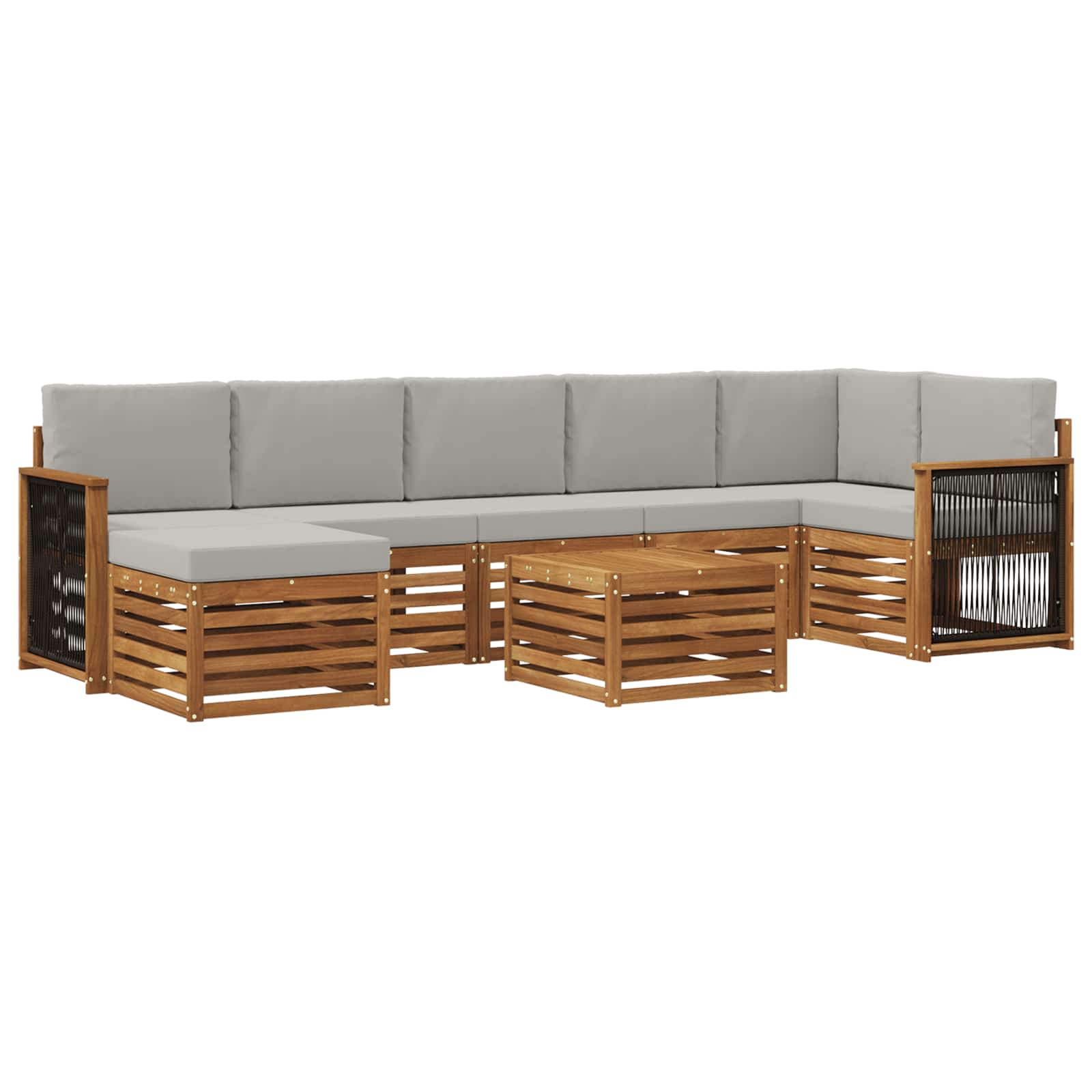 Outdoor-Sofagarnitur mit Kissen 7 pcs Natürlich und Hellgrau