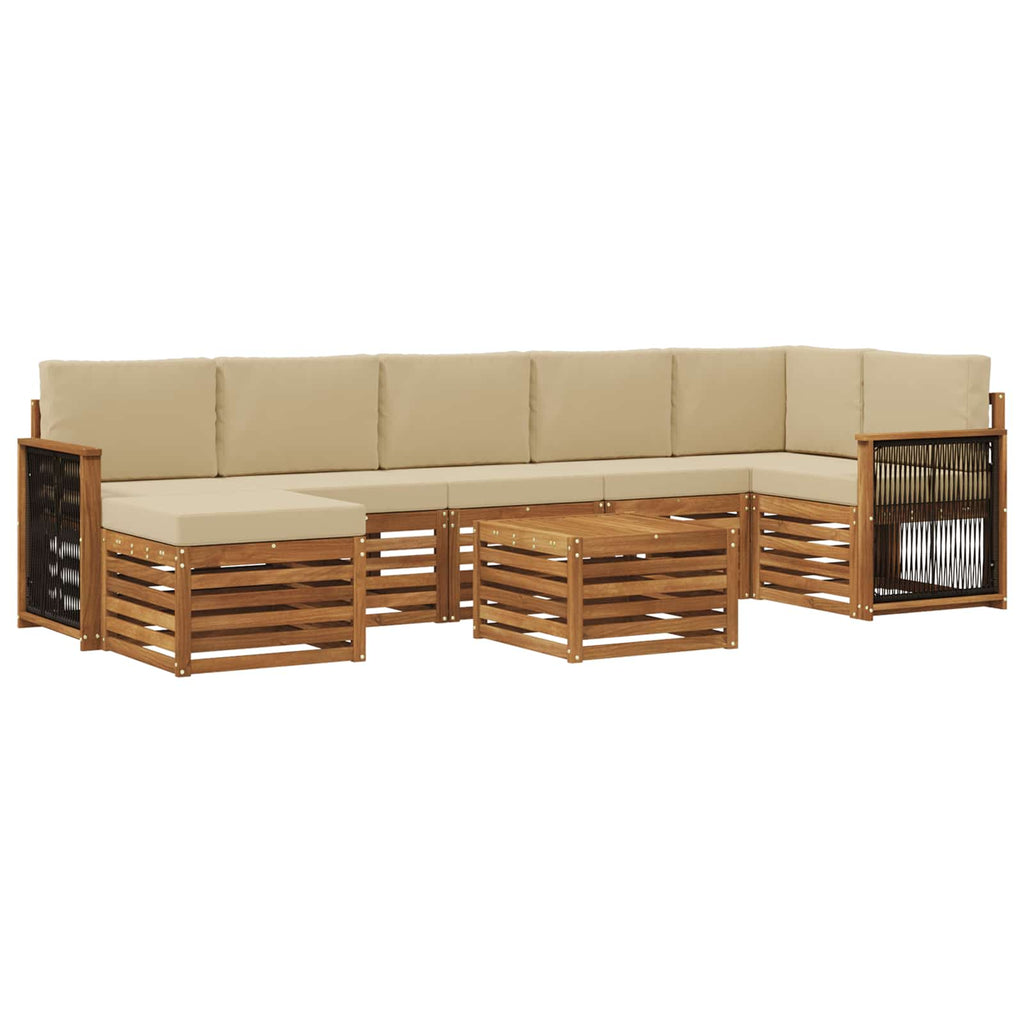 Outdoor-Sofagarnitur mit Kissen 7 pcs Natur