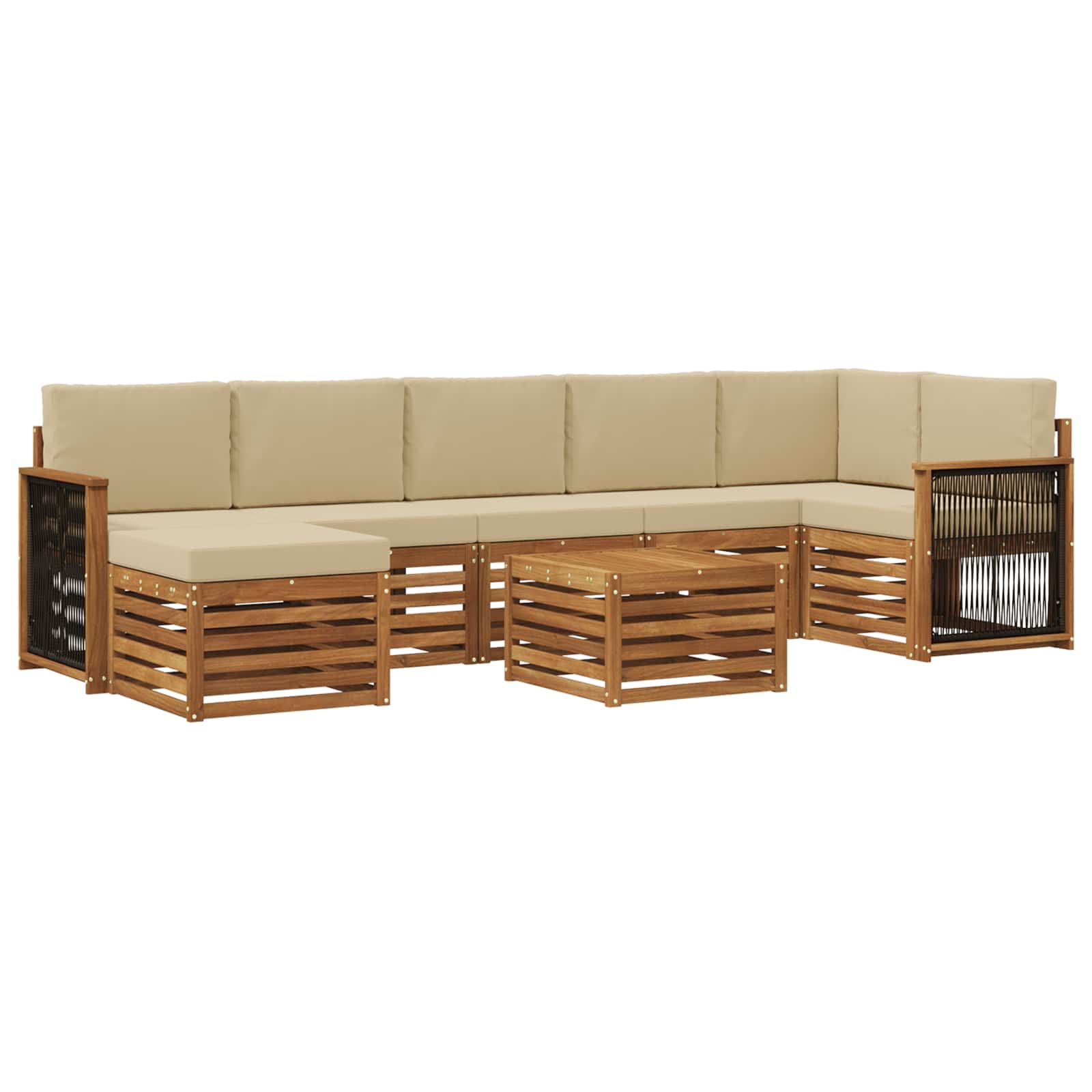 Outdoor-Sofagarnitur mit Kissen 7 pcs Natur