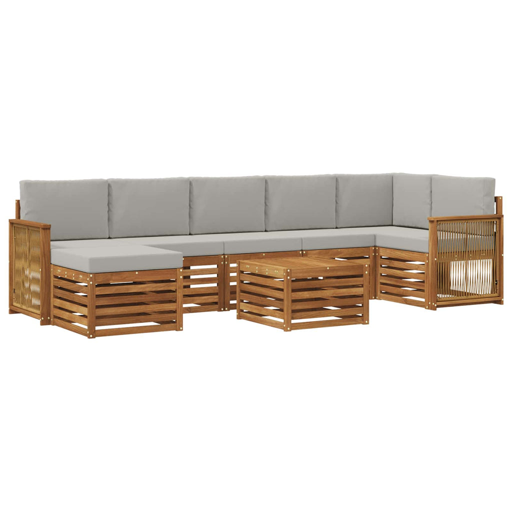 Outdoor-Sofagarnitur mit Kissen 7 pcs Natürlich und Hellgrau