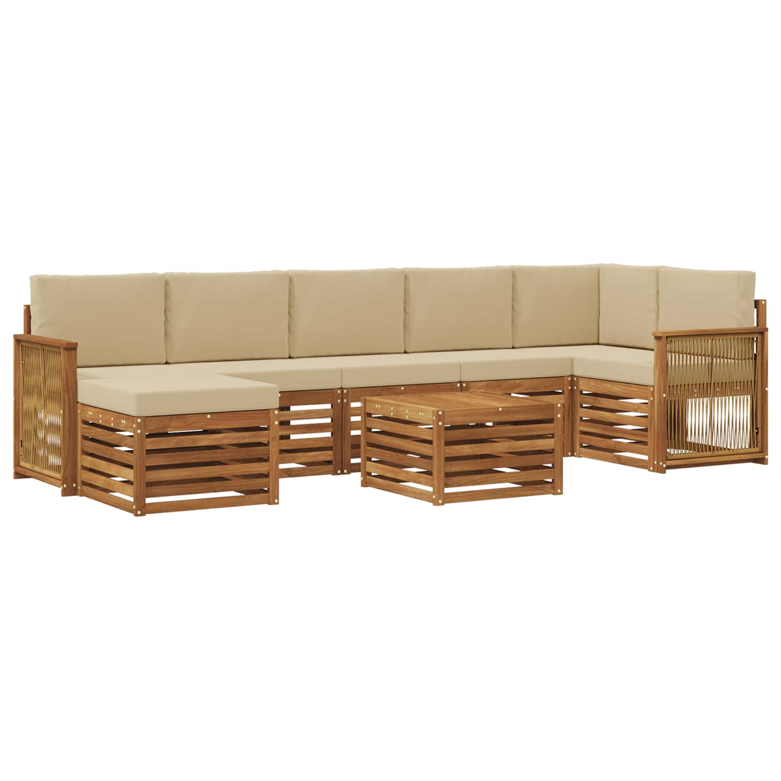 Outdoor-Sofagarnitur mit Kissen 7 pcs Natur