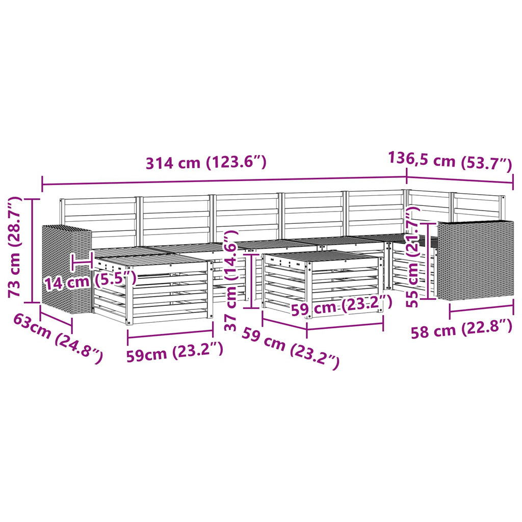 Outdoor-Sofagarnitur 8 pcs Natur Massivholz Akazie